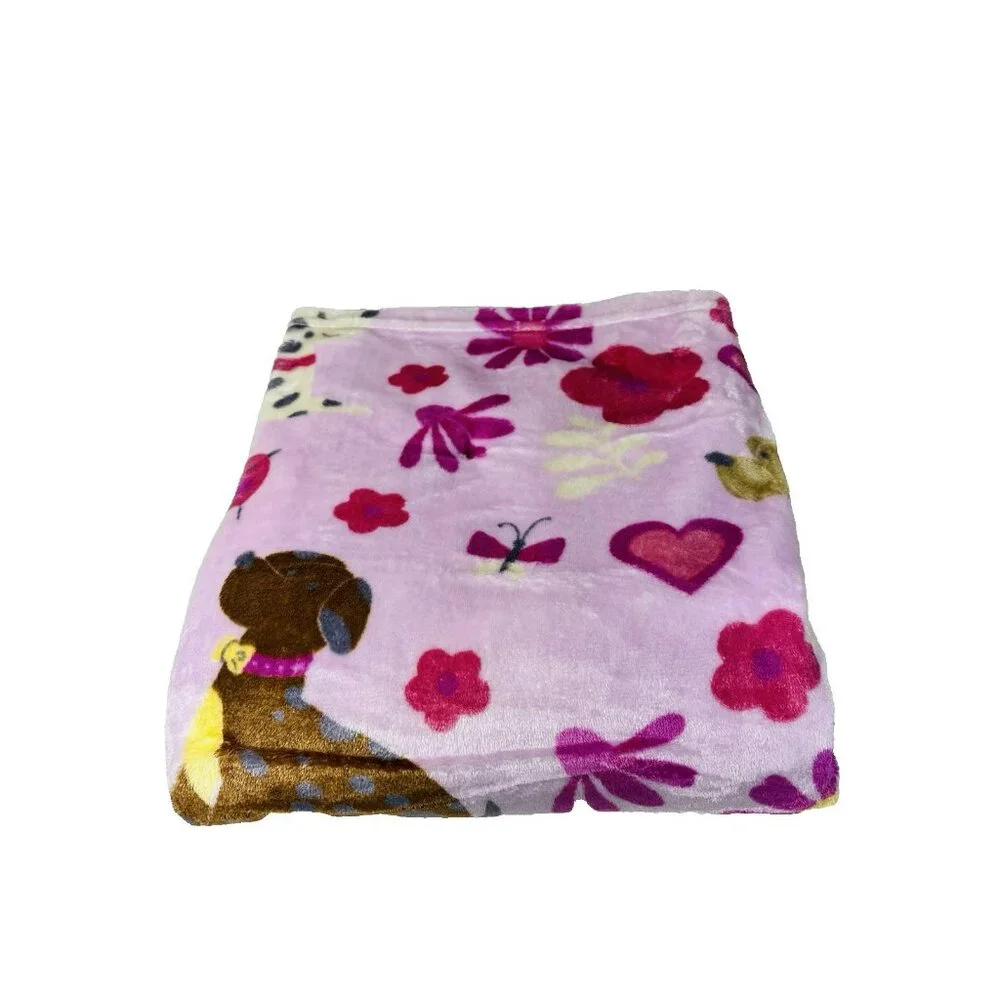 Way To Celebrate Cute Puppy Dogs Velvet Plush Throw Blanket 50